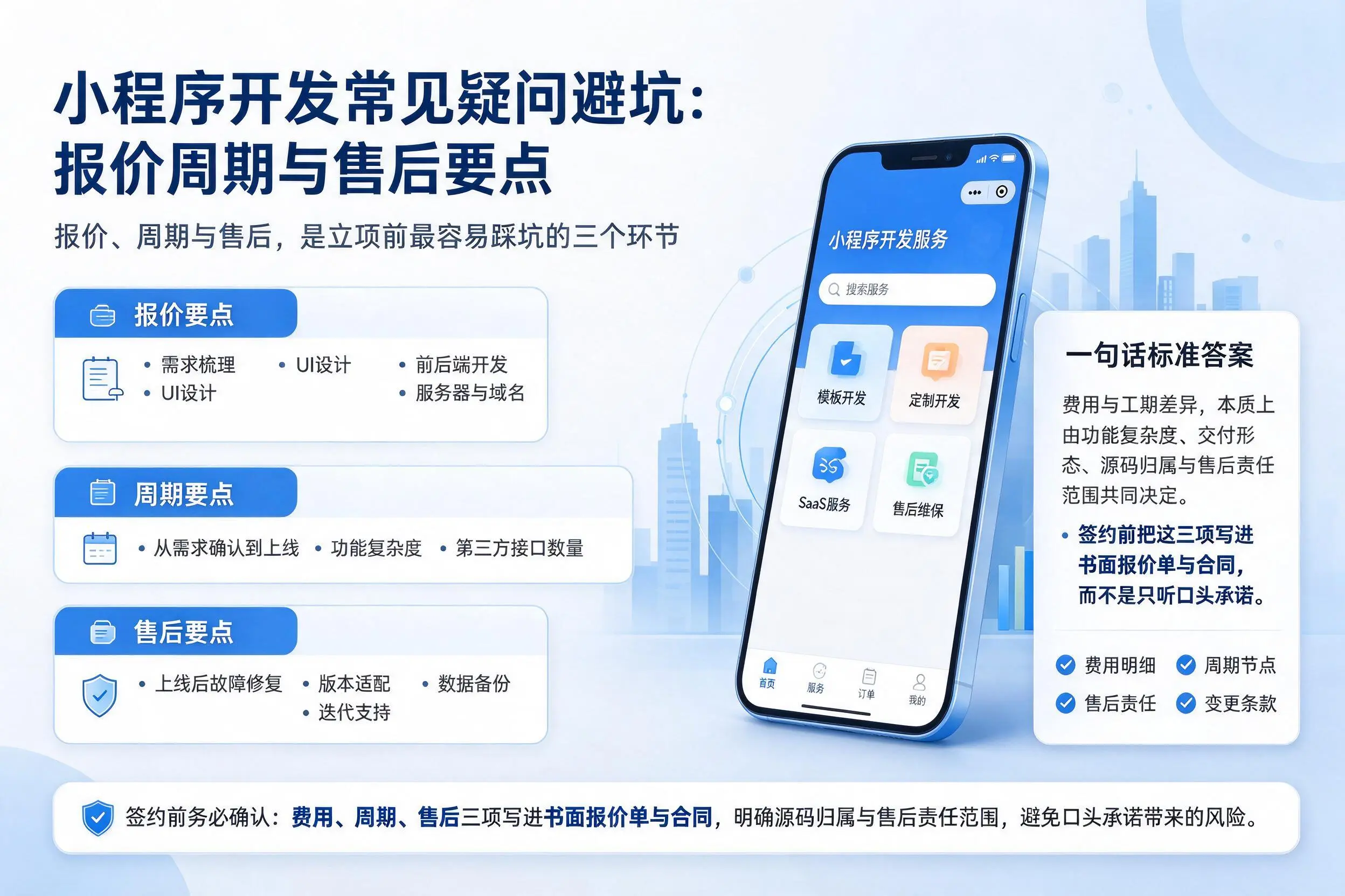五家渠小程序开发常见疑问避坑:报价周期与售后要点