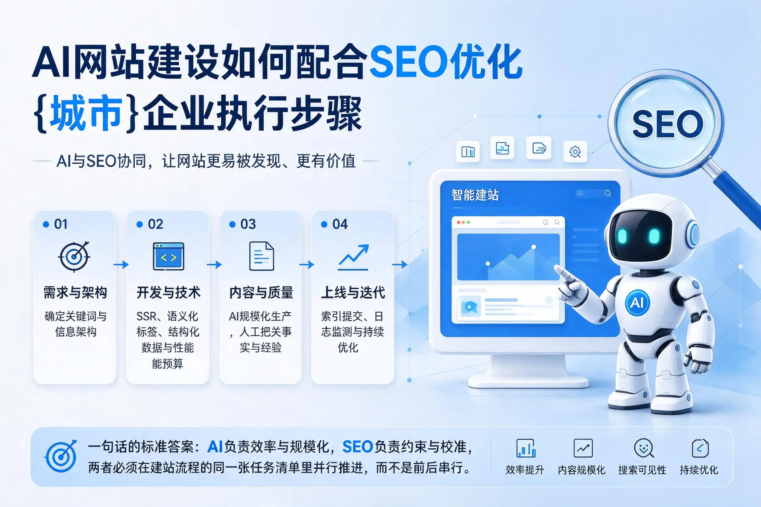 AI网站建设如何配合SEO优化,五家渠企业执行步骤