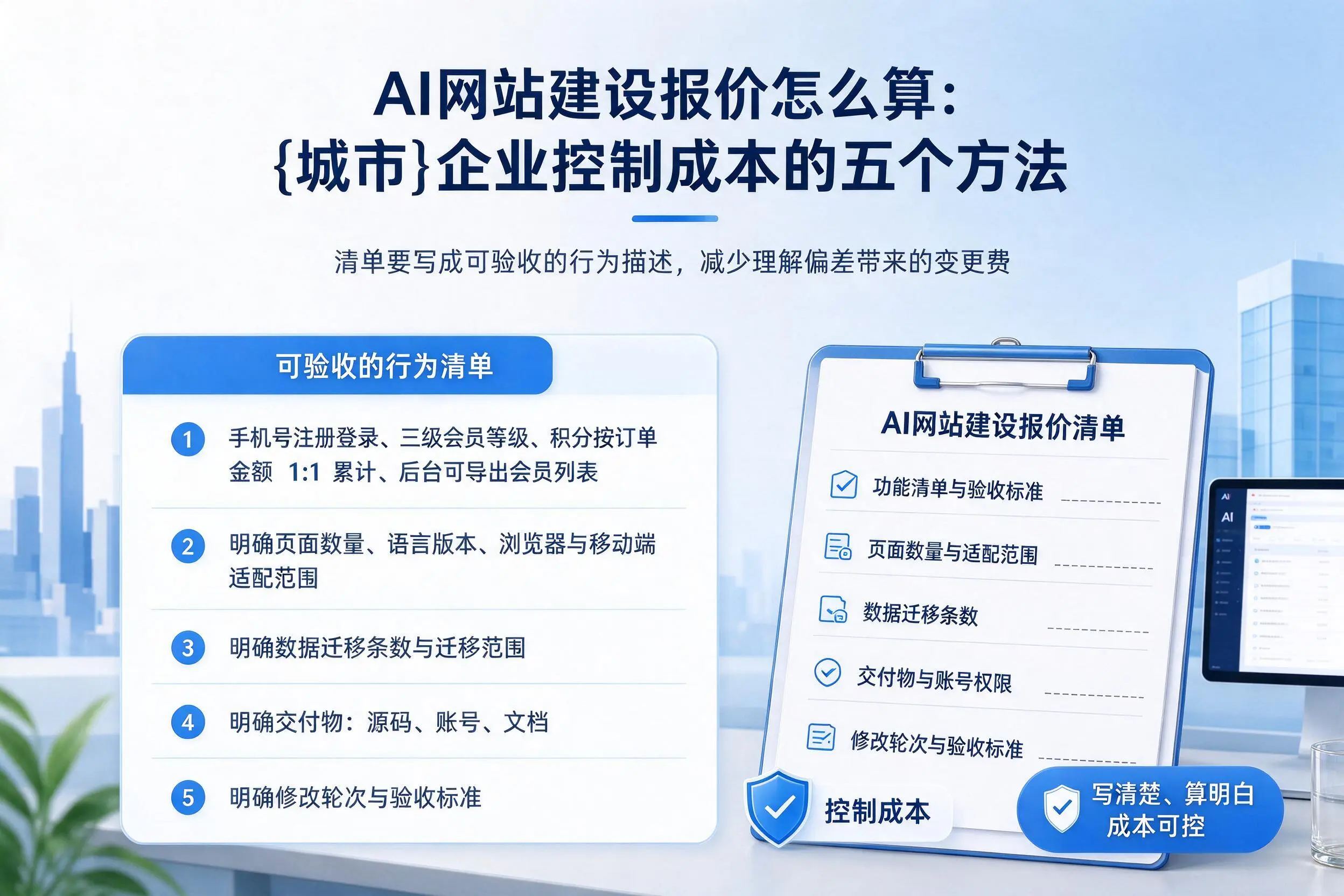 AI网站建设报价怎么算：五家渠企业控制成本的五个方法